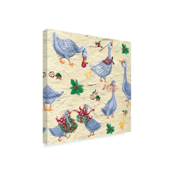 Sher Sester 'Christmas Geese Repeat Cream' Canvas Art,24x24